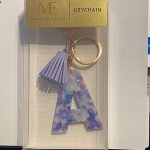 Expressions Purple Marble 'A' Keychain with Tassel
